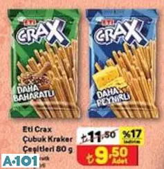 ETİ CRAX ÇUBUK KRAKER ÇEŞİTLERİ 80 G